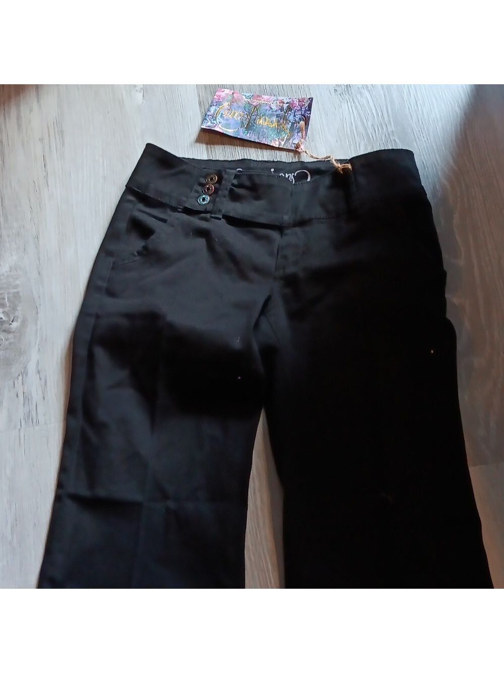 Spoon Jeans- Women Black Low Rise Wide Leg NWT Size 3 - Picture 2 of 12